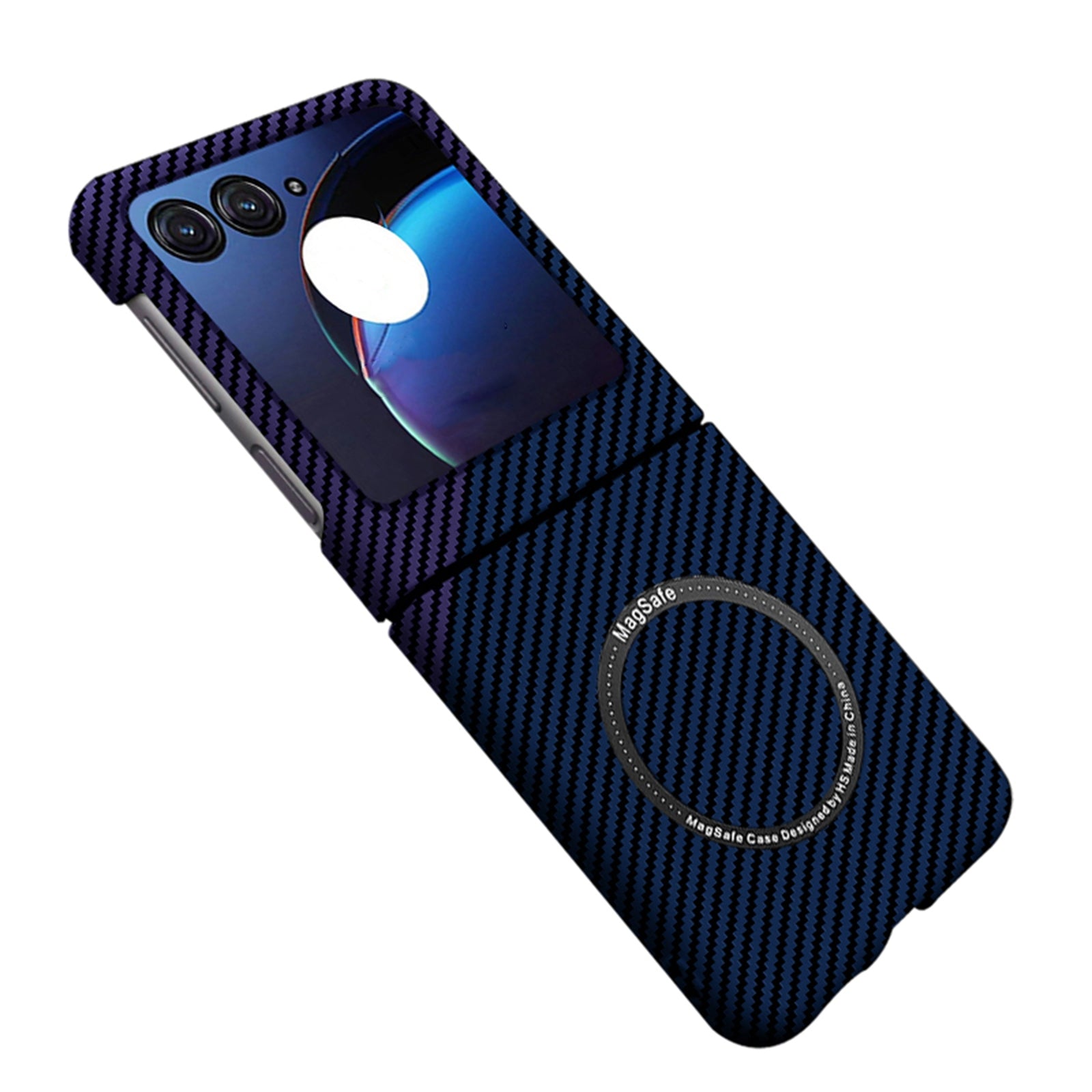 For-Motorola-Razr-50-Ultra-Carbon-Fiber-Texture-MagSafe-Magnetic-Phone-Case(Blue-Purple)
