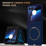 For-Motorola-Razr-50-Ultra-Carbon-Fiber-Texture-MagSafe-Magnetic-Phone-Case(Blue-Purple)