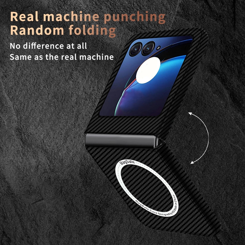 For-Motorola-Razr-50-Ultra-Carbon-Fiber-Texture-MagSafe-Magnetic-Phone-Case(Blue-Purple)