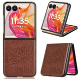 For-Motorola-Razr-50-Ultra-Crocodile-Texture-Back-Cover-Phone-Case(Brown)