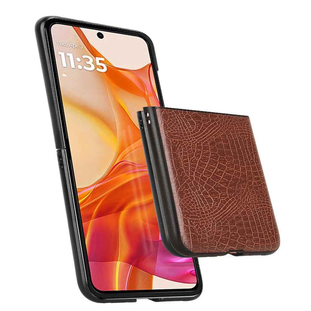 For-Motorola-Razr-50-Ultra-Crocodile-Texture-Back-Cover-Phone-Case(Brown)