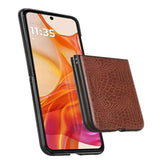 For-Motorola-Razr-50-Ultra-Crocodile-Texture-Back-Cover-Phone-Case(Brown)