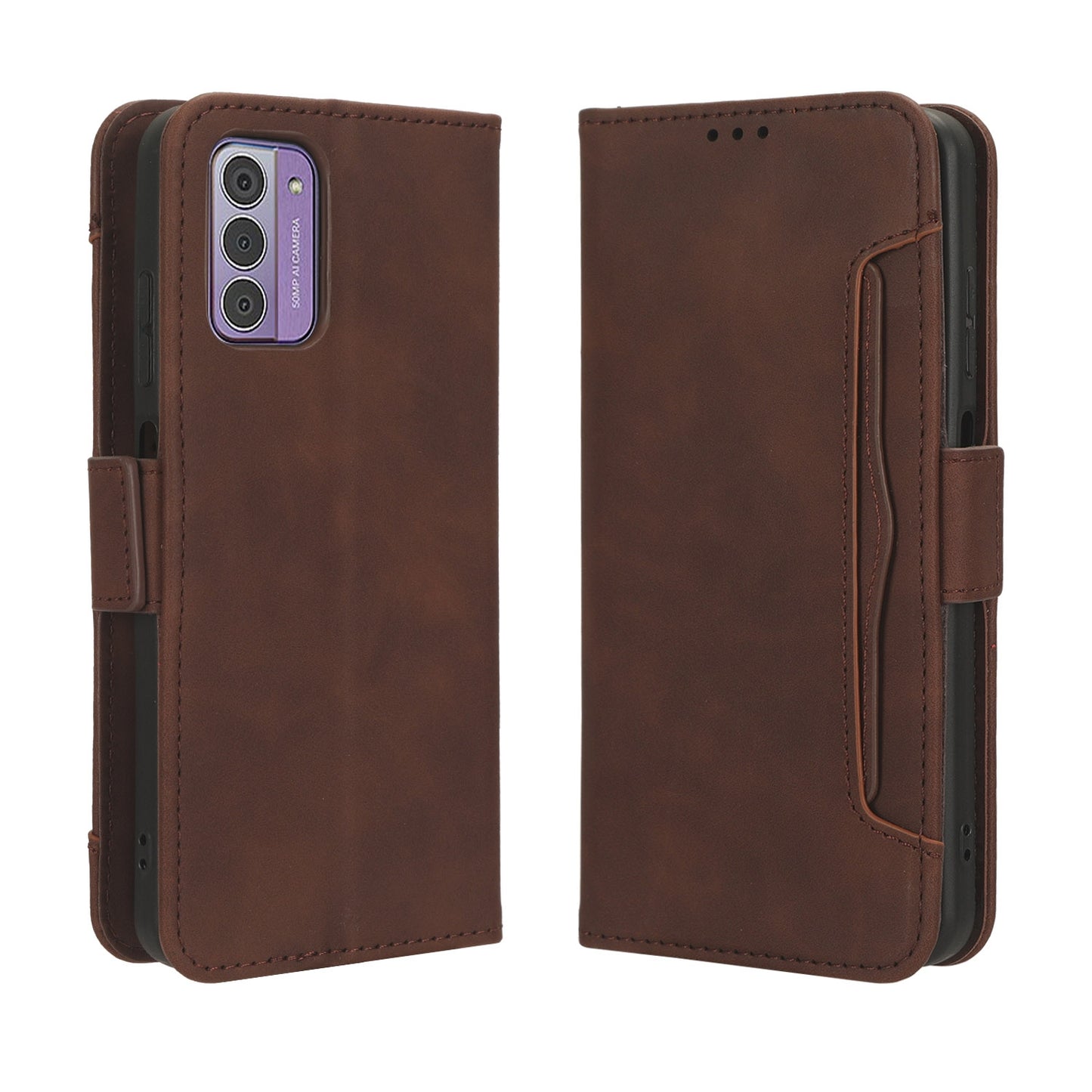 For-Nokia-G42-5G-Skin-Feel-Calf-Texture-Card-Slots-Leather-Phone-Case(Brown)