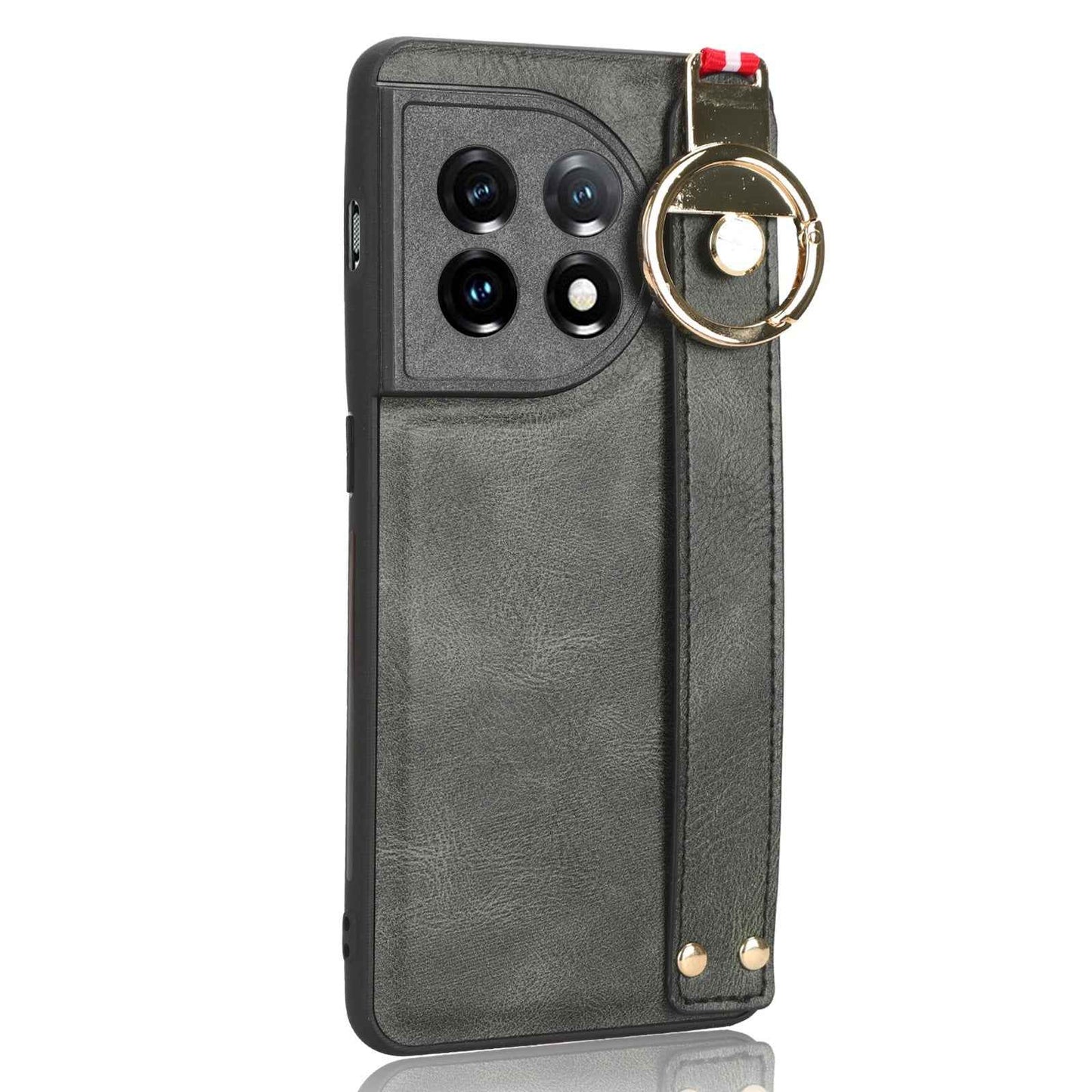 For-OnePlus-11-Wristband-Leather-Back-Phone-Case(Green)