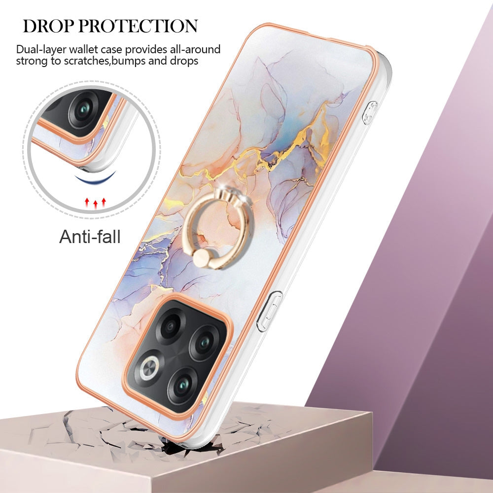 For-OnePlus-10T-5G-/-Ace-Pro-Electroplating-IMD-TPU-Phone-Case-with-Ring(White-Marble)