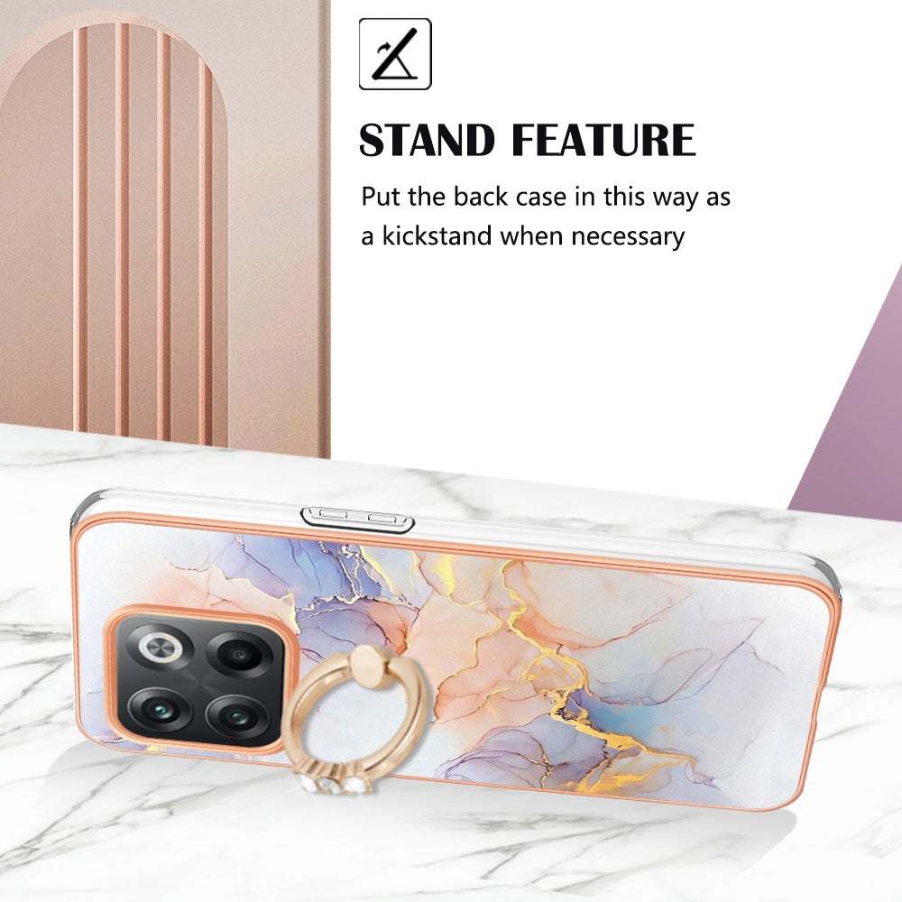 For-OnePlus-10T-5G-/-Ace-Pro-Electroplating-IMD-TPU-Phone-Case-with-Ring(White-Marble)