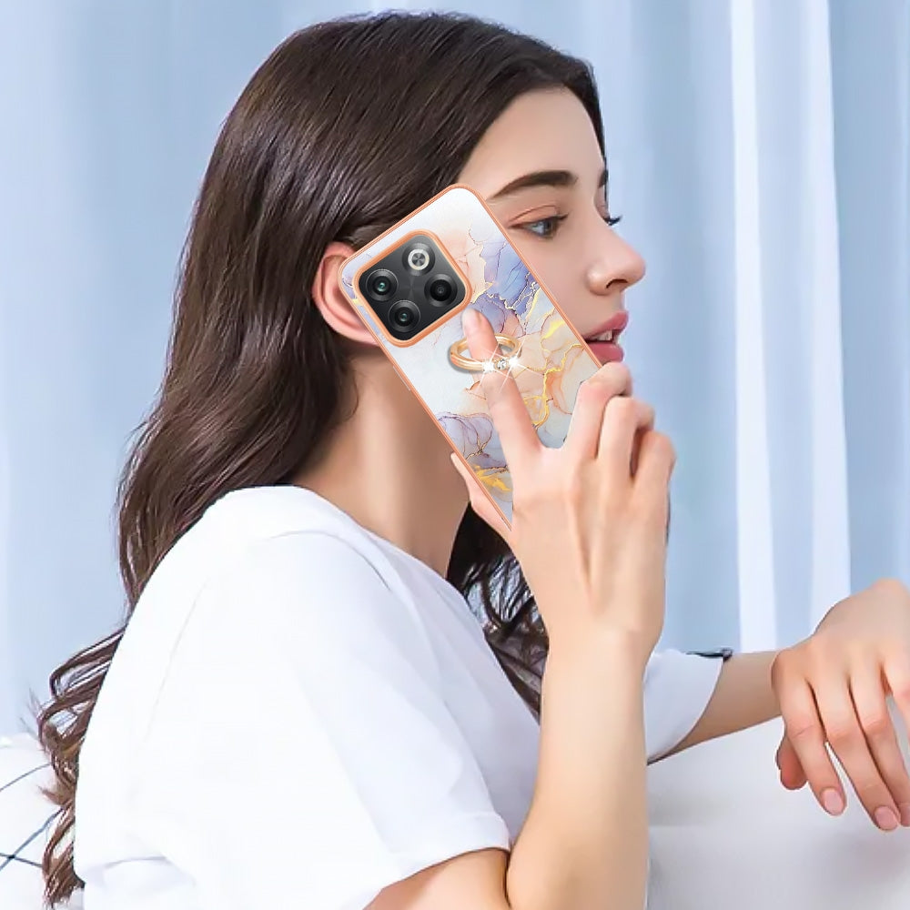 For-OnePlus-10T-5G-/-Ace-Pro-Electroplating-IMD-TPU-Phone-Case-with-Ring(White-Marble)