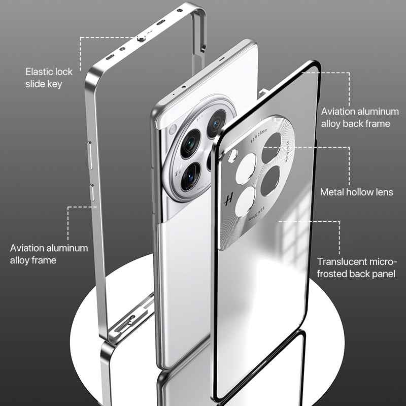For-OnePlus-13-Snap-Buckle-Single-sided-Metal-Frame-Frosted-Phone-Case(Sierra-Blue)