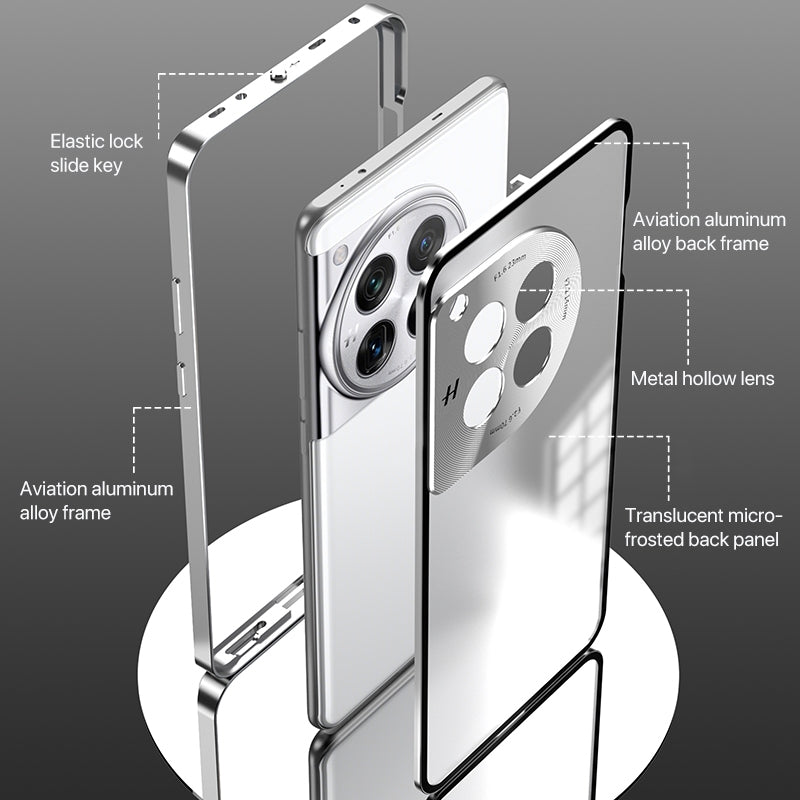 For-OnePlus-13-Snap-Buckle-Single-sided-Metal-Frame-Frosted-Phone-Case(Sierra-Blue)