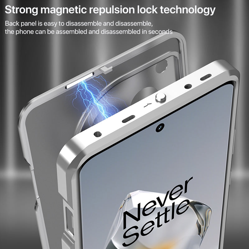 For-OnePlus-13-Snap-Buckle-Single-sided-Metal-Frame-Frosted-Phone-Case(Sierra-Blue)