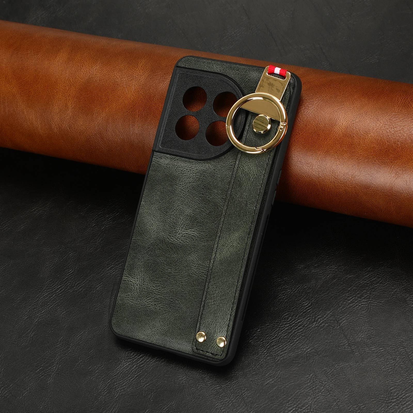 For-OnePlus-11-Wristband-Leather-Back-Phone-Case(Green)