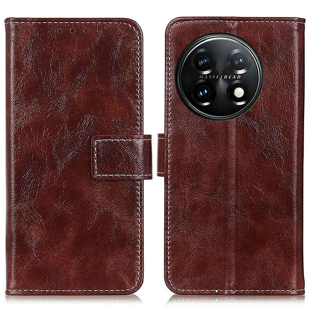 For-OnePlus-11-5G-Retro-Crazy-Horse-Texture-Leather-Phone-Case(Brown)