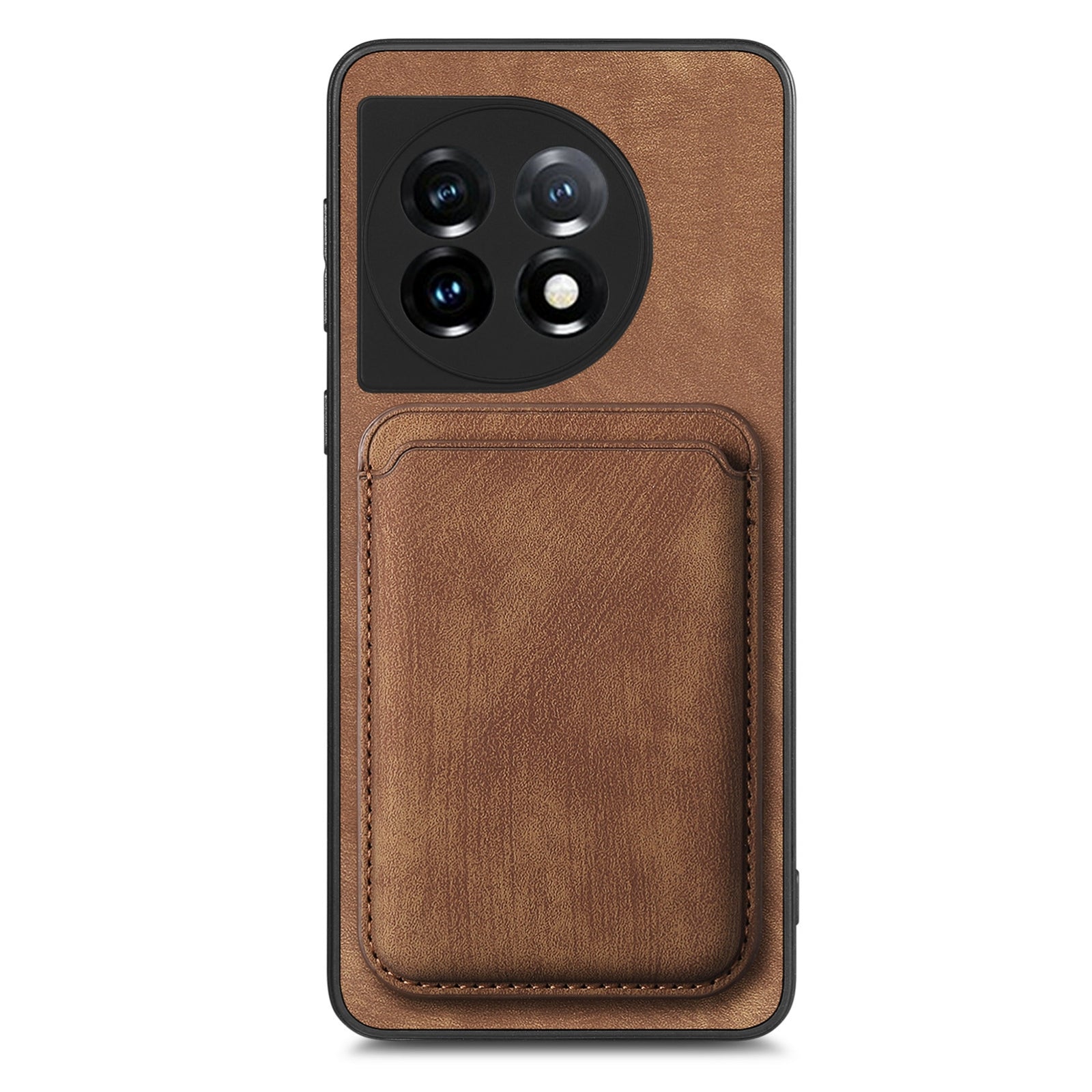 For-OnePlus-12-5G-Retro-Leather-Card-Bag-Magnetic-Phone-Case(Brown)