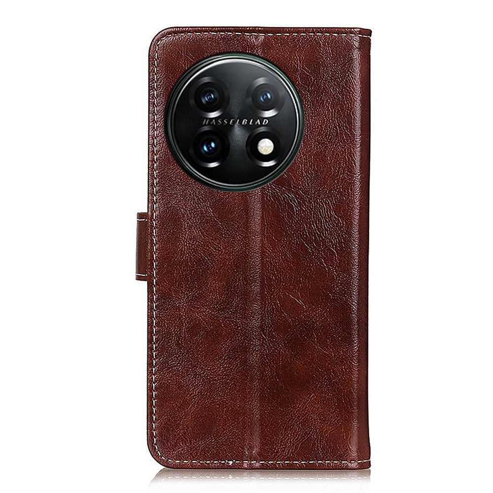 For-OnePlus-11-5G-Retro-Crazy-Horse-Texture-Leather-Phone-Case(Brown)