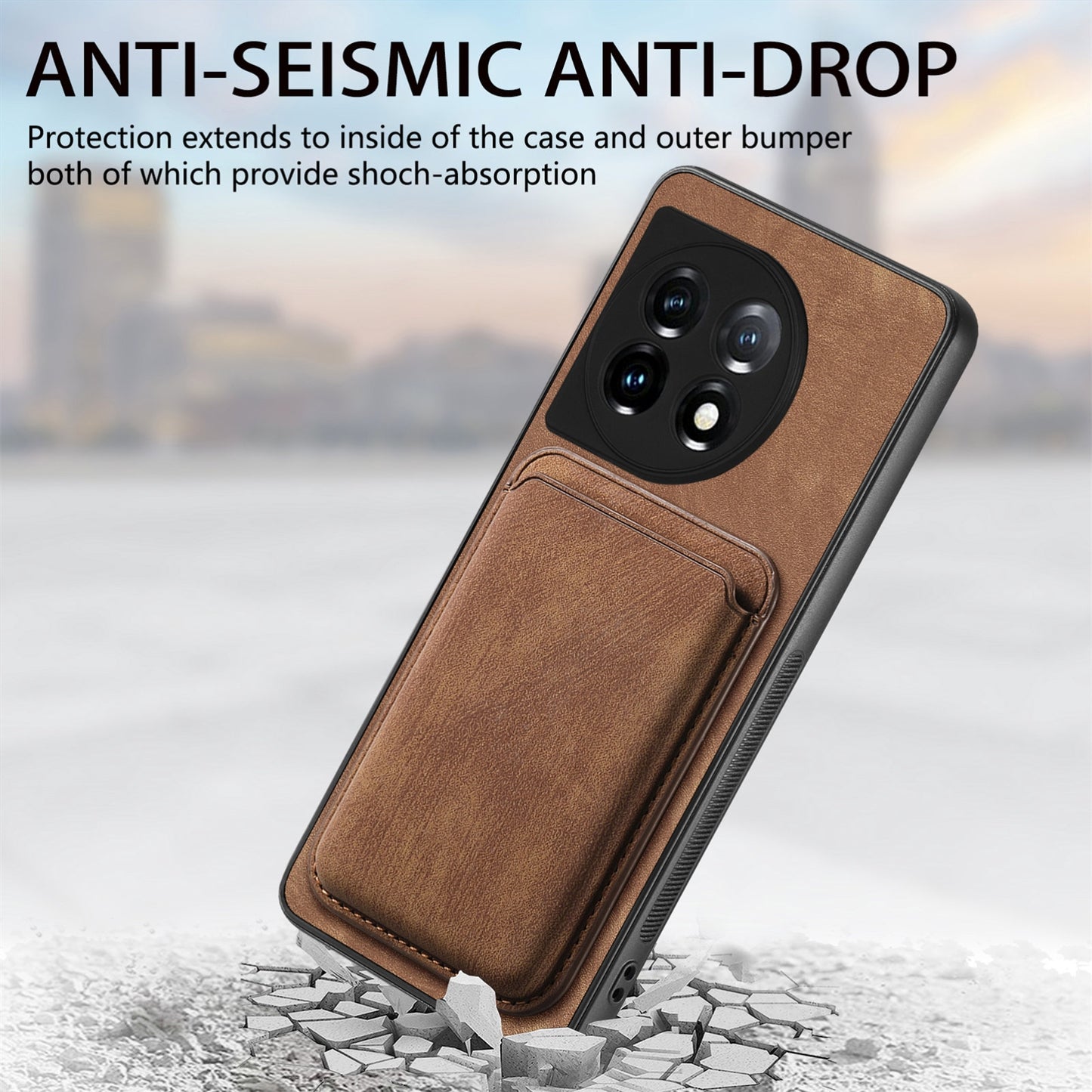 For-OnePlus-12-5G-Retro-Leather-Card-Bag-Magnetic-Phone-Case(Brown)