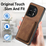 For-OnePlus-12-5G-Retro-Leather-Card-Bag-Magnetic-Phone-Case(Brown)