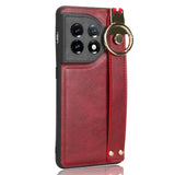 For-OnePlus-11-Wristband-Leather-Back-Phone-Case(Red)