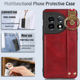 For-OnePlus-11-Wristband-Leather-Back-Phone-Case(Red)
