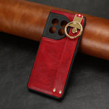 For-OnePlus-11-Wristband-Leather-Back-Phone-Case(Red)