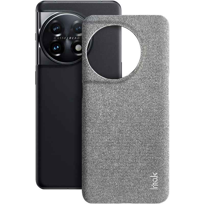For-OnePlus-11-5G-imak-Ruiyi-Series-Cloth-Texture-PU-+-PC-Phone-Case(Light-Grey)