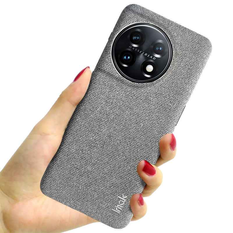 For-OnePlus-11-5G-imak-Ruiyi-Series-Cloth-Texture-PU-+-PC-Phone-Case(Light-Grey)