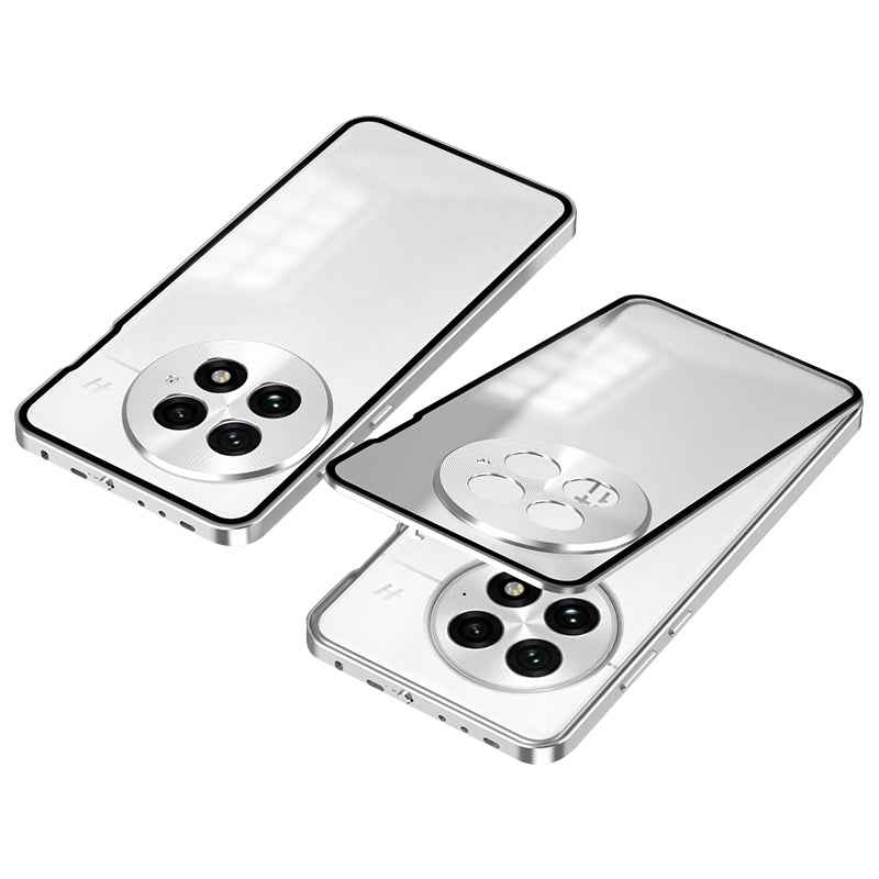 For-OnePlus-13-Snap-Buckle-Single-sided-Metal-Frame-Frosted-Phone-Case(Silver)