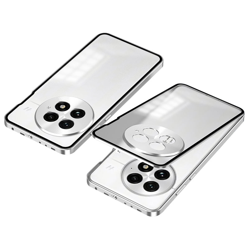For-OnePlus-13-Snap-Buckle-Single-sided-Metal-Frame-Frosted-Phone-Case(Silver)
