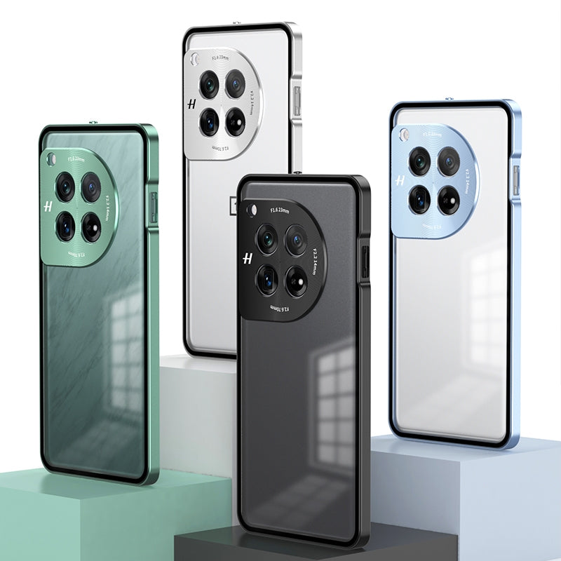 For-OnePlus-13-Snap-Buckle-Single-sided-Metal-Frame-Frosted-Phone-Case(Silver)
