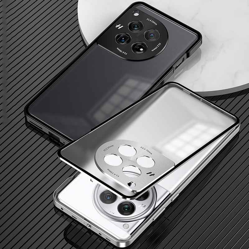 For-OnePlus-13-Snap-Buckle-Single-sided-Metal-Frame-Frosted-Phone-Case(Silver)