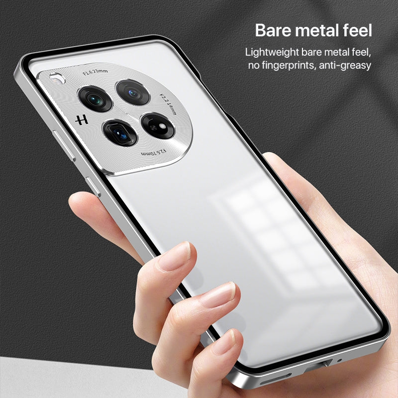 For-OnePlus-13-Snap-Buckle-Single-sided-Metal-Frame-Frosted-Phone-Case(Silver)