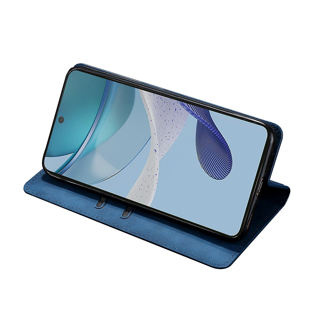For-OnePlus-Ace-2/11R-Skin-Feel-Magnetic-Horizontal-Flip-Leather-Phone-Case(Blue)