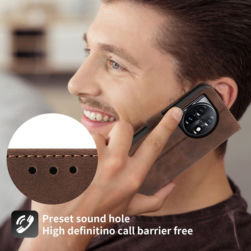 For-OnePlus-Ace-3-/-12R-Skin-feel-Flowers-Embossed-Wallet-Leather-Phone-Case(Brown)