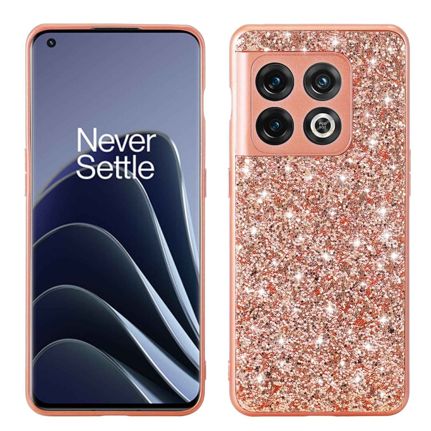 For-OnePlus-Ace-Pro/10T-Glitter-Powder-Shockproof-TPU-Phone-Case(Rose-Gold)