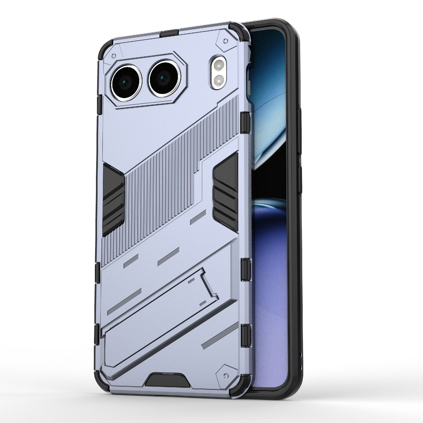 For-OnePlus-Nord-4-5G-Global-Punk-Armor-2-in-1-PC-+-TPU-Phone-Case-with-Holder(Grey)