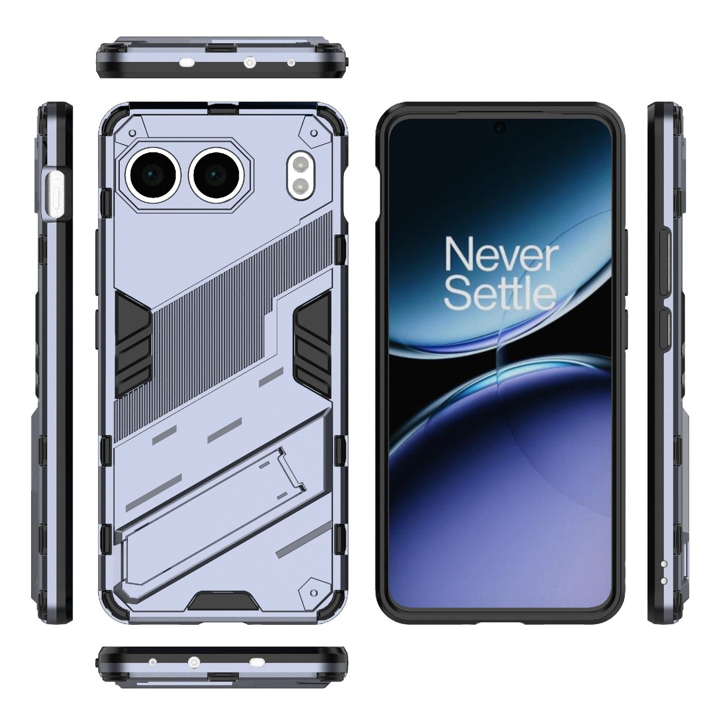 For-OnePlus-Nord-4-5G-Global-Punk-Armor-2-in-1-PC-+-TPU-Phone-Case-with-Holder(Grey)
