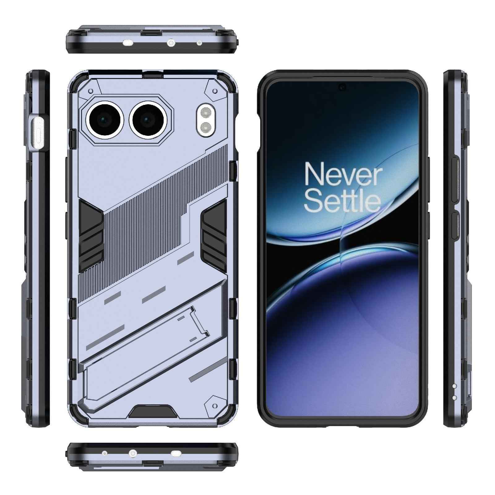 For-OnePlus-Nord-4-5G-Global-Punk-Armor-2-in-1-PC-+-TPU-Phone-Case-with-Holder(Grey)