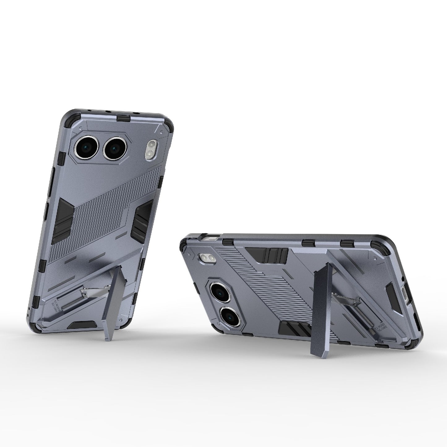 For-OnePlus-Nord-4-5G-Global-Punk-Armor-2-in-1-PC-+-TPU-Phone-Case-with-Holder(Grey)
