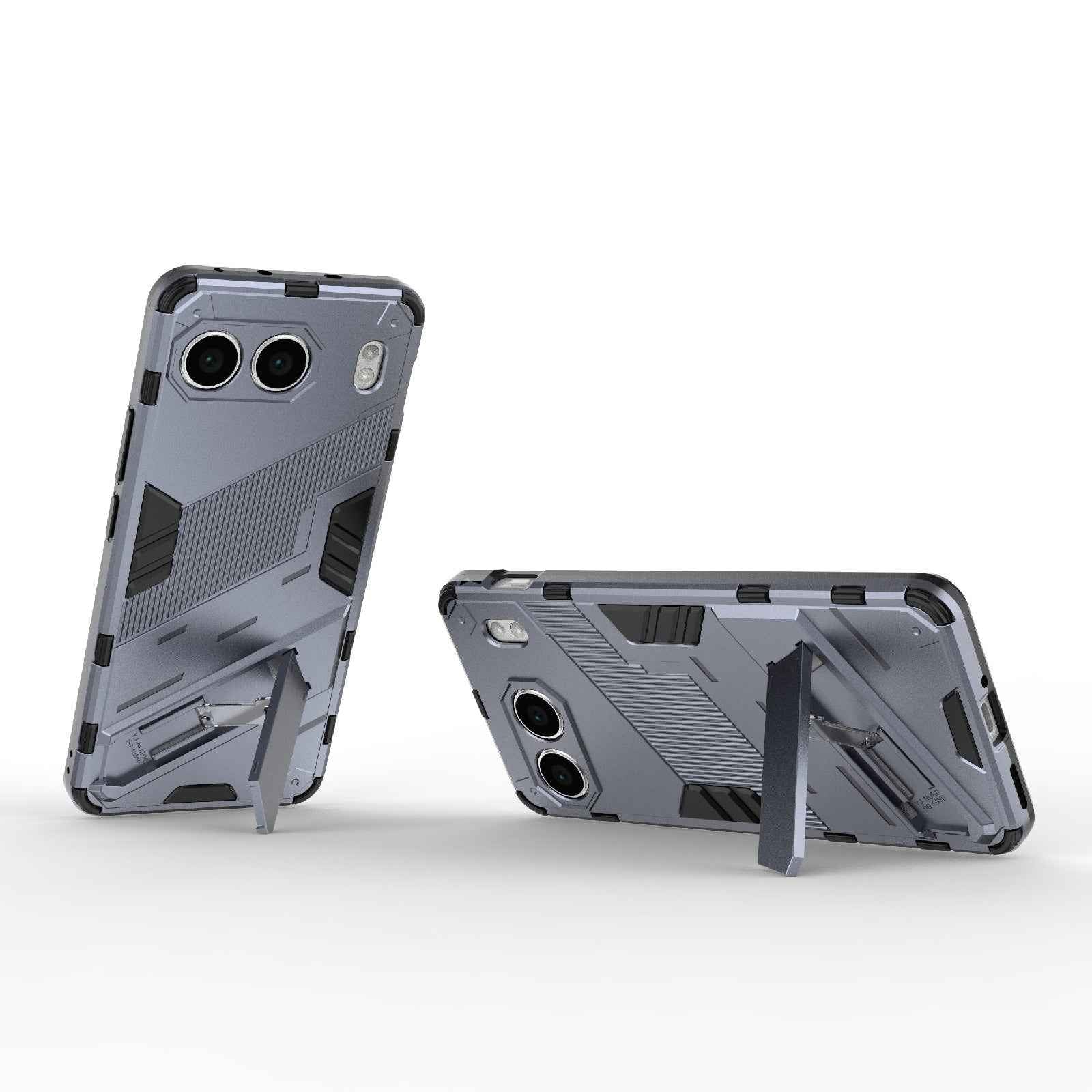 For-OnePlus-Nord-4-5G-Global-Punk-Armor-2-in-1-PC-+-TPU-Phone-Case-with-Holder(Grey)