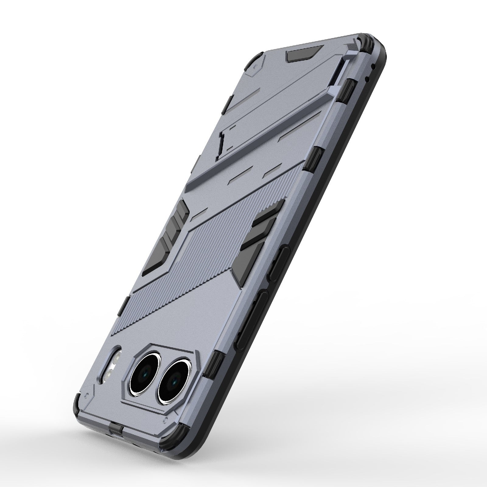 For-OnePlus-Nord-4-5G-Global-Punk-Armor-2-in-1-PC-+-TPU-Phone-Case-with-Holder(Grey)
