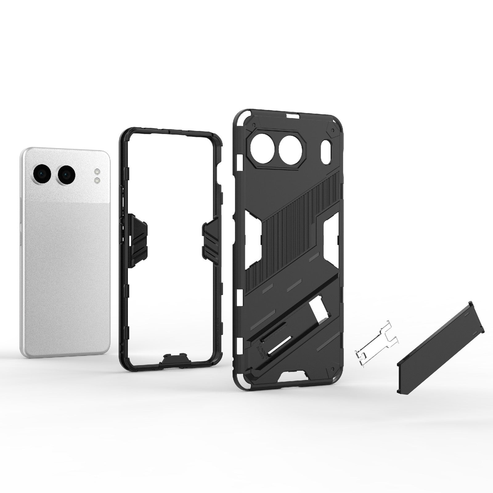 For-OnePlus-Nord-4-5G-Global-Punk-Armor-2-in-1-PC-+-TPU-Phone-Case-with-Holder(Grey)