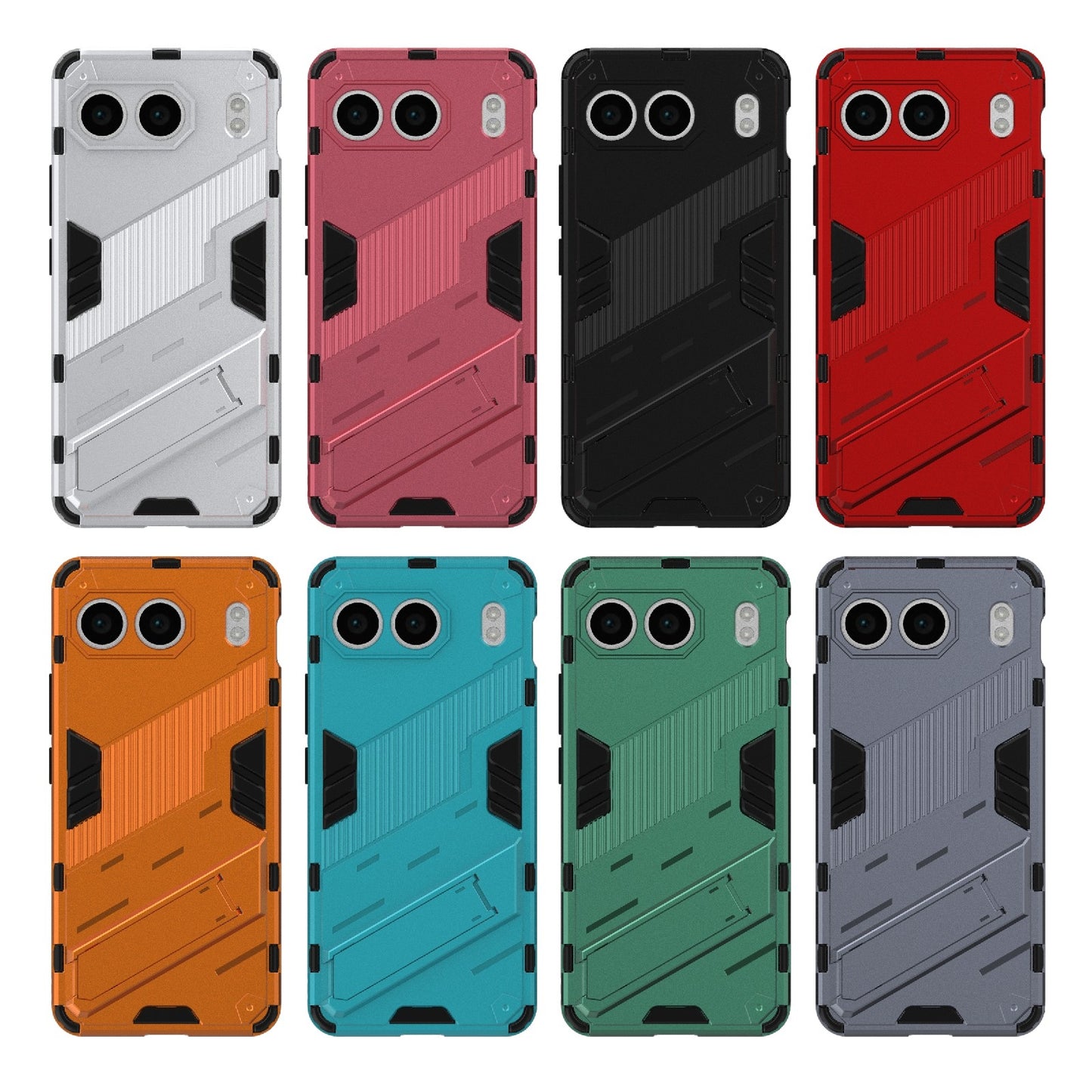 For-OnePlus-Nord-4-5G-Global-Punk-Armor-2-in-1-PC-+-TPU-Phone-Case-with-Holder(Grey)