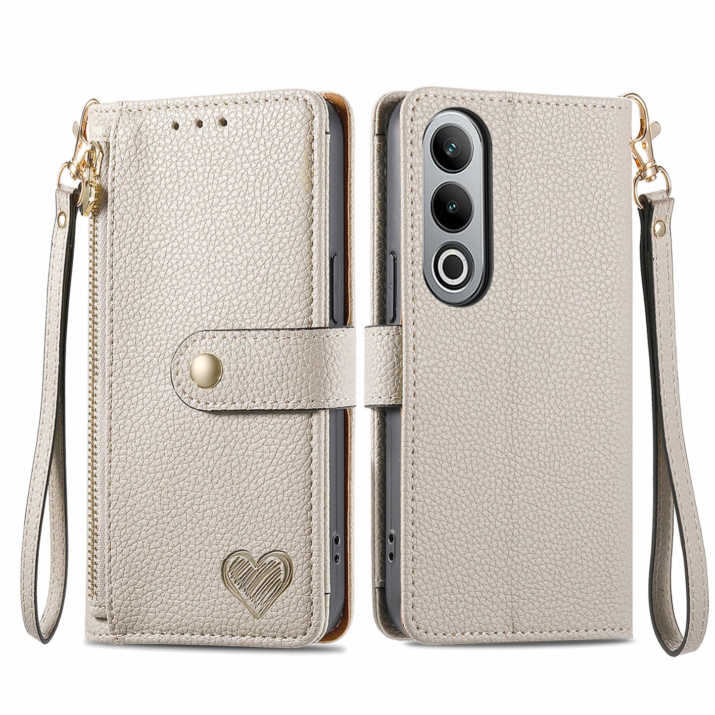 For-OnePlus-Nord-CE4-Love-Zipper-Lanyard-Leather-Phone-Case(Gray)