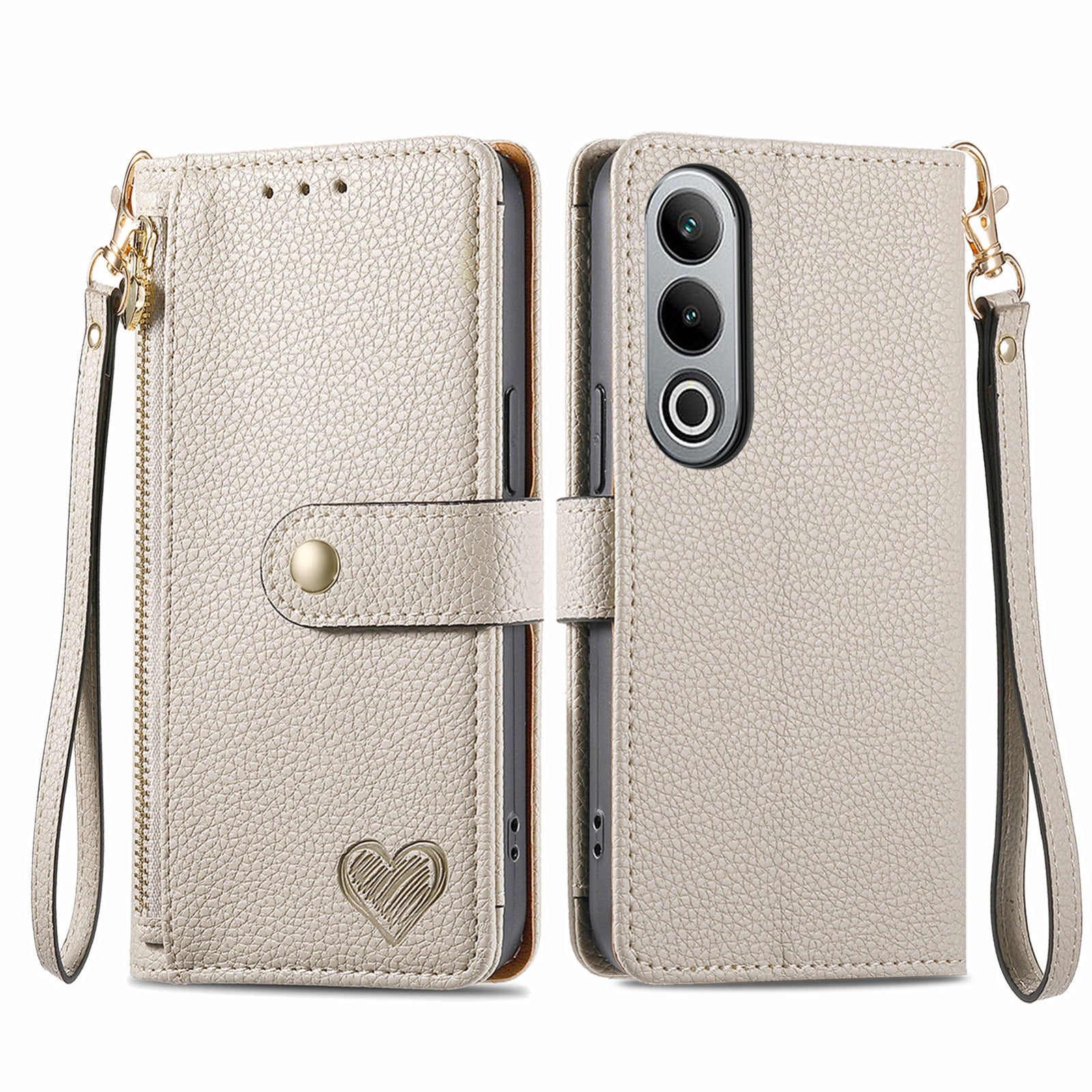 For-OnePlus-Nord-CE4-Love-Zipper-Lanyard-Leather-Phone-Case(Gray)