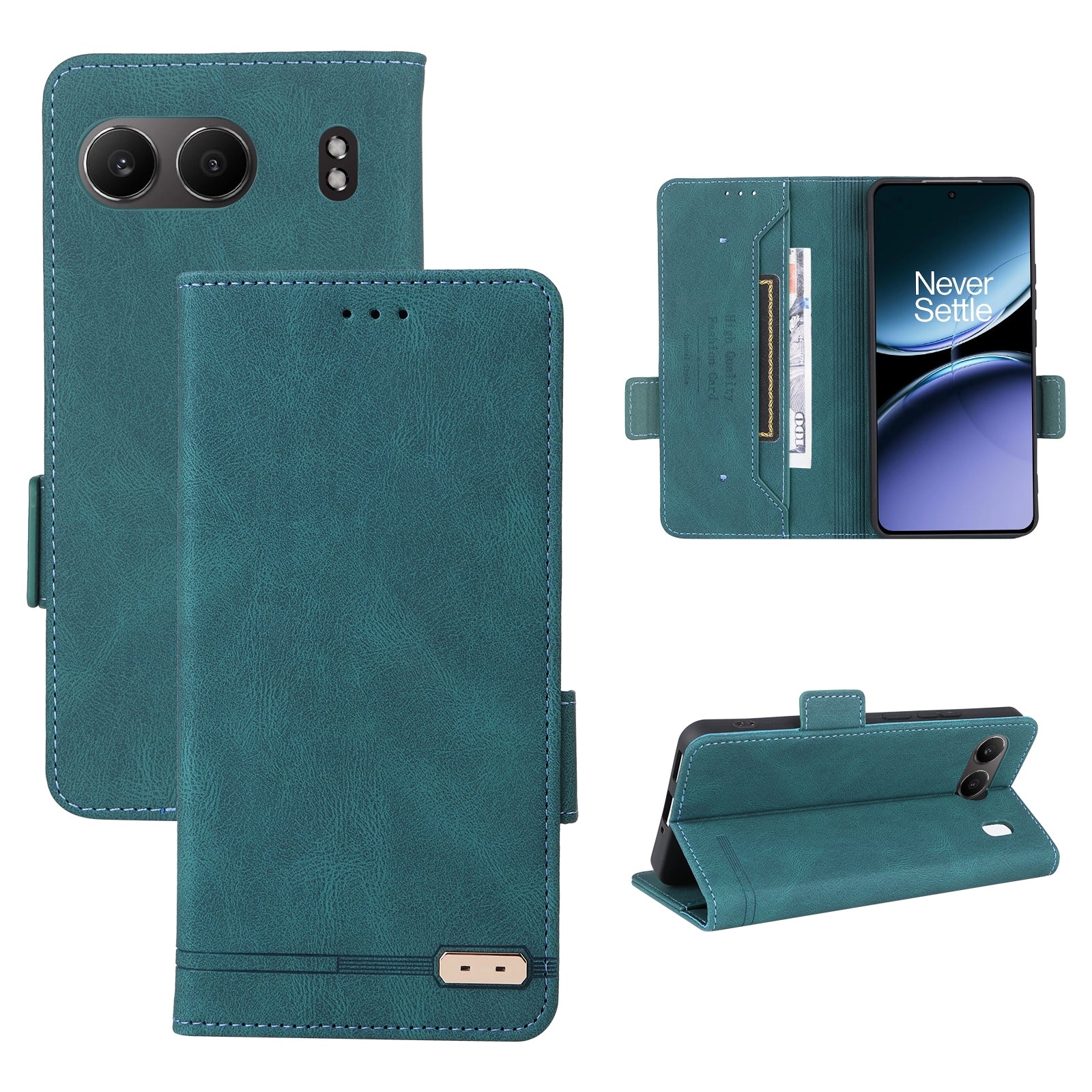 For-OnePlus-Nord-4-Magnetic-Clasp-Leather-Phone-Case(Green)