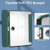 For-OnePlus-Pad-Clear-Back-Cover-3-Fold-Leather-Smart-Tablet-Case(Dark-Green)