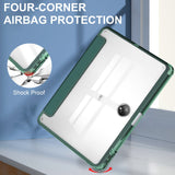 For-OnePlus-Pad-Clear-Back-Cover-3-Fold-Leather-Smart-Tablet-Case(Dark-Green)