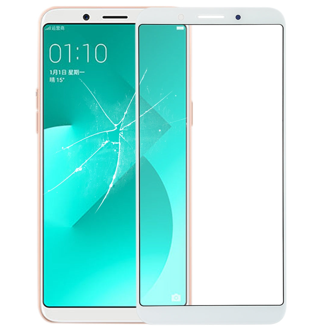 For-OPPO-A83-Front-Screen-Outer-Glass-Lens-(White)