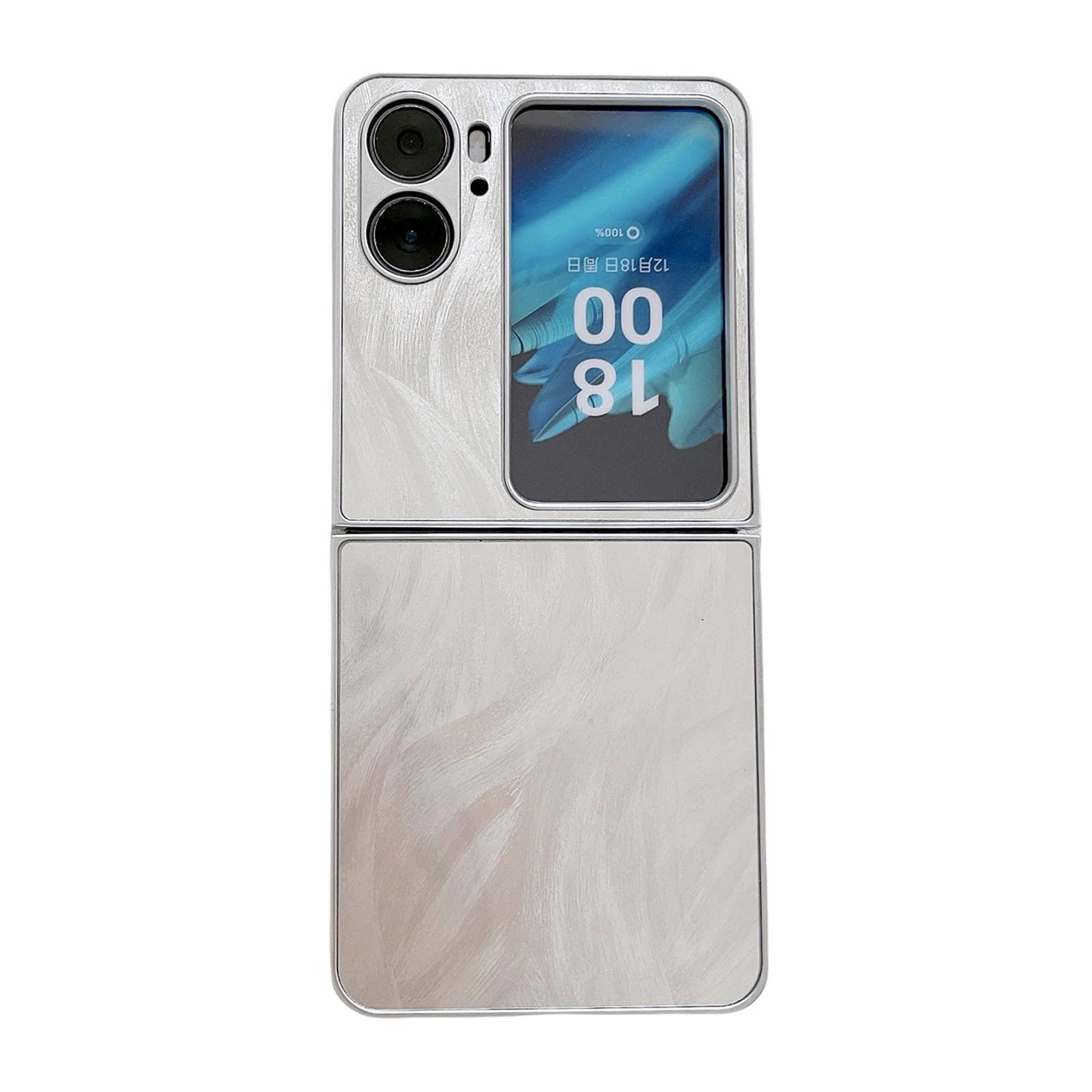 For-OPPO-Find-N2-Flip-Silver-Edge-PC-Folding-Phone-Case(Feather-Yarn)