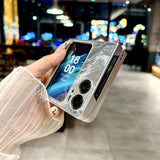 For-OPPO-Find-N2-Flip-Silver-Edge-PC-Folding-Phone-Case(Feather-Yarn)