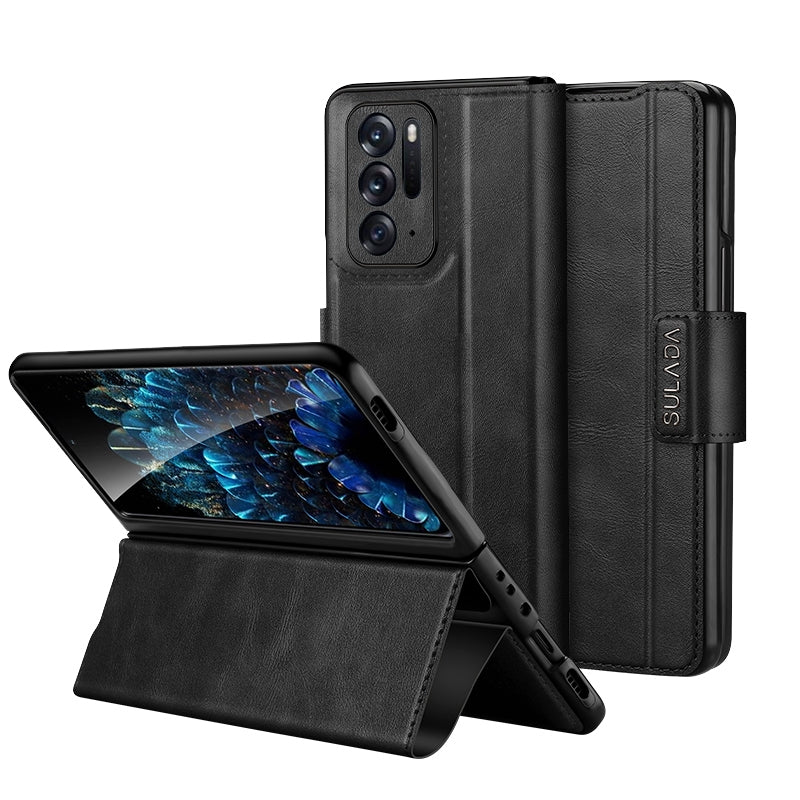For-OPPO-Find-N-SULADA-All-inclusive-Magnetic-Snap-Flip-Leather-Phone-Case(Black)